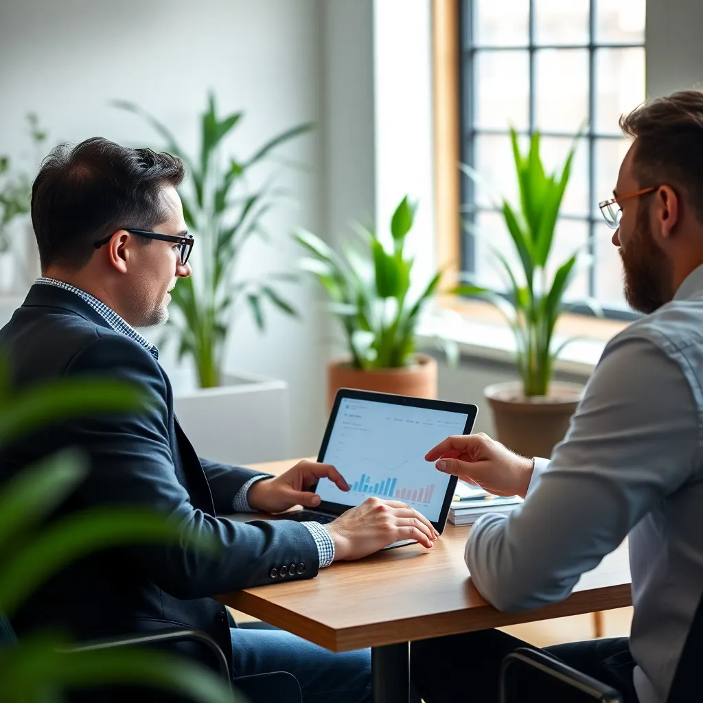 Cliënt die digitale tools voor inkomensbeheer gebruikt met begeleiding