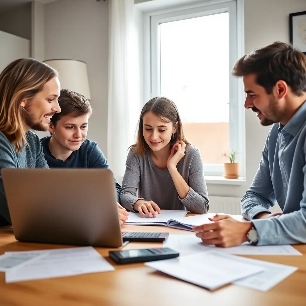 Financieel adviseur die inkomensgegevens analyseert op computer