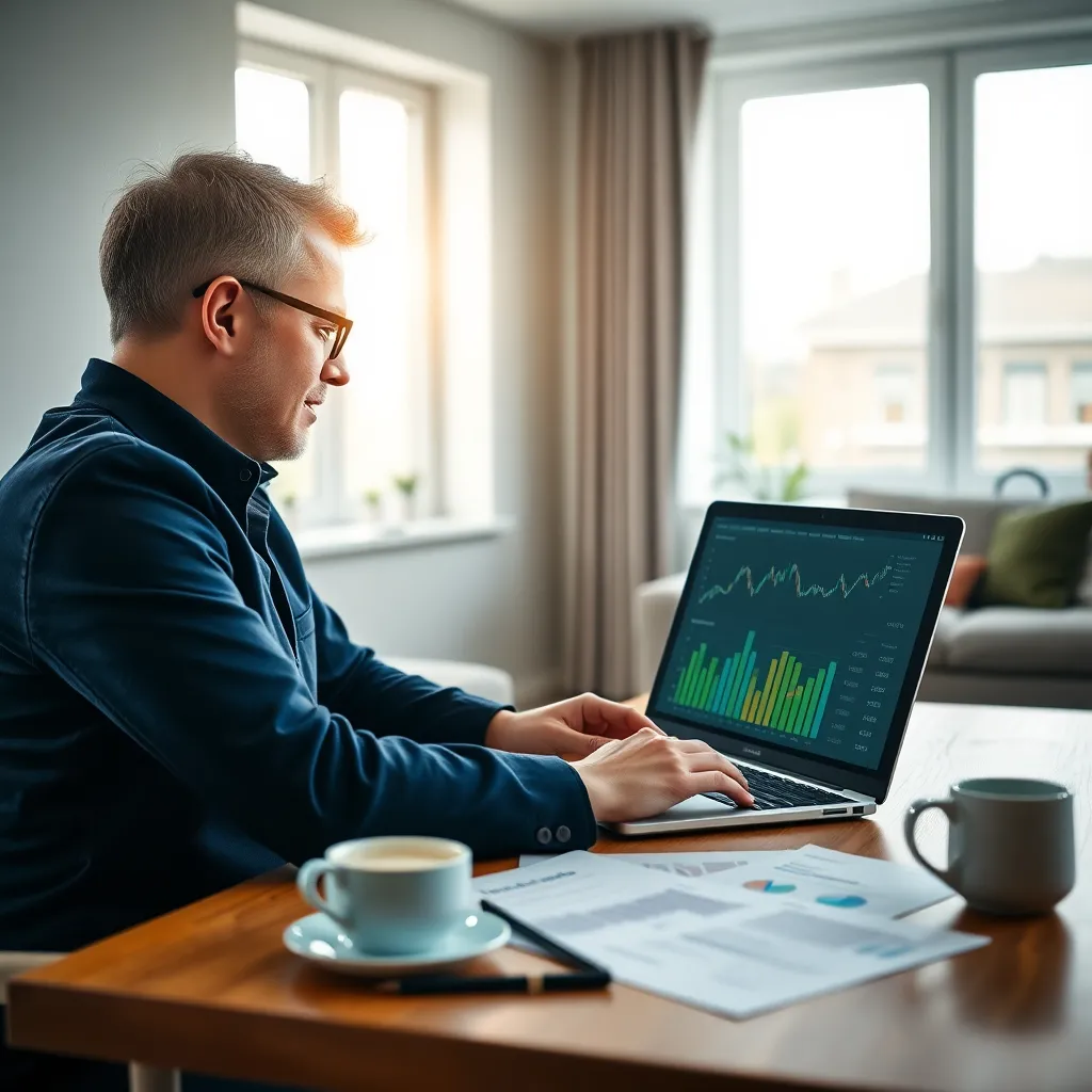 Persoon die dividend-beleggingsportefeuille analyseert op laptop