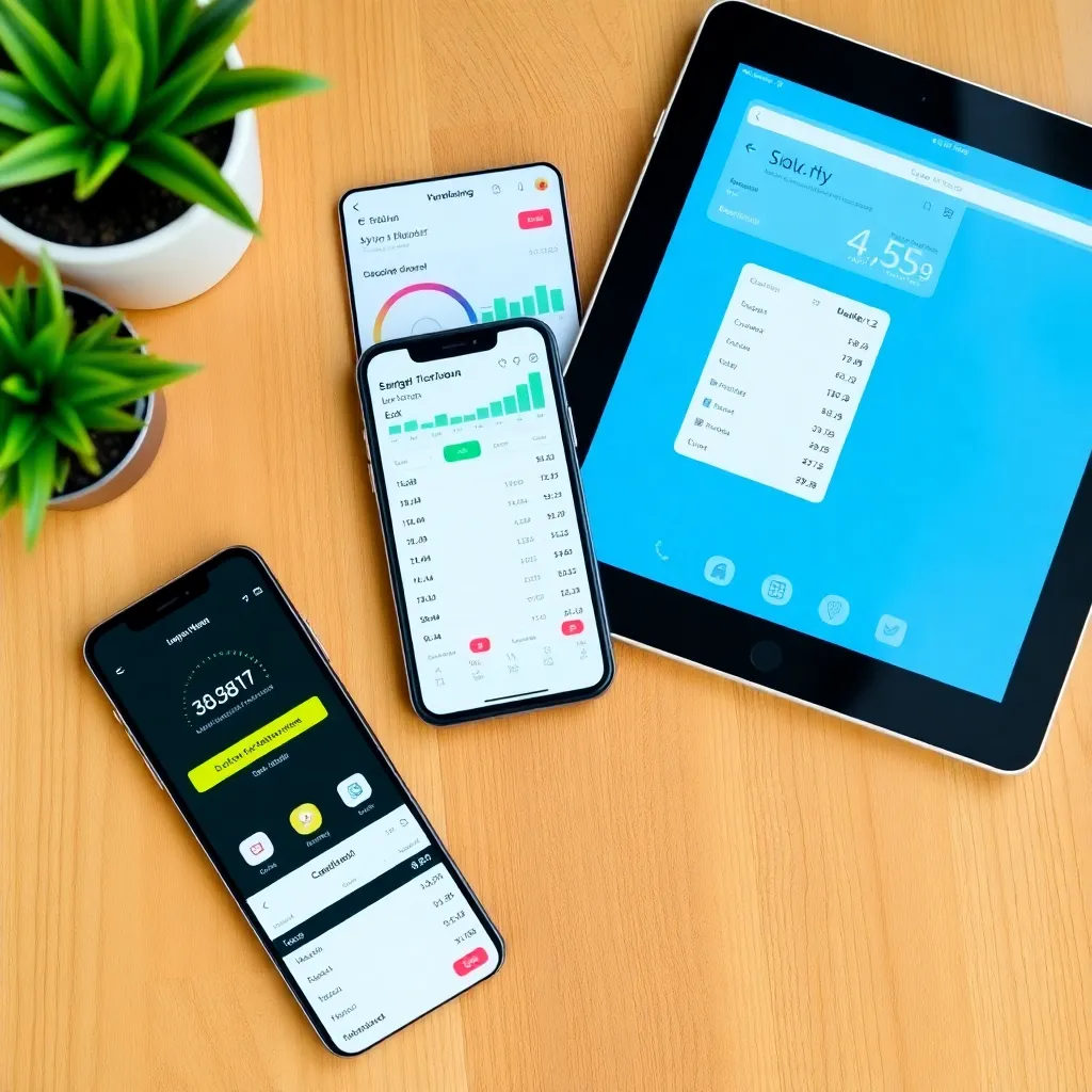 Persoon die budgetapp gebruikt op smartphone