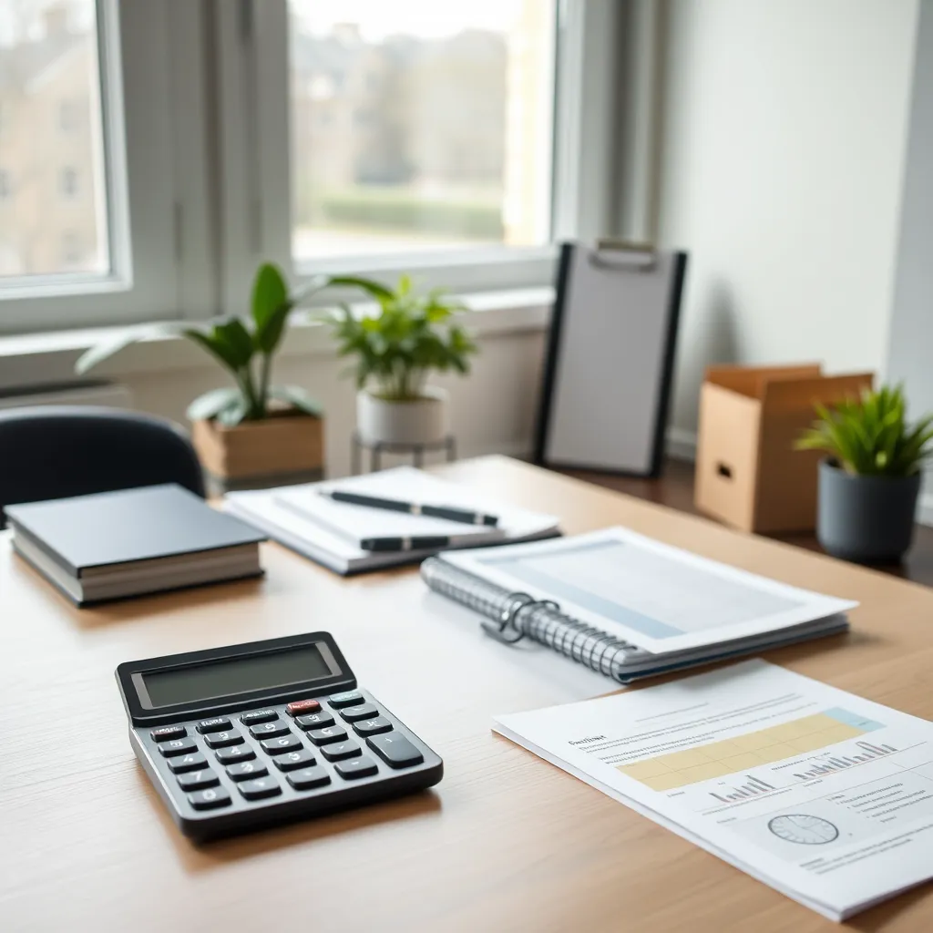 Werkruimte met financiële documenten en planner